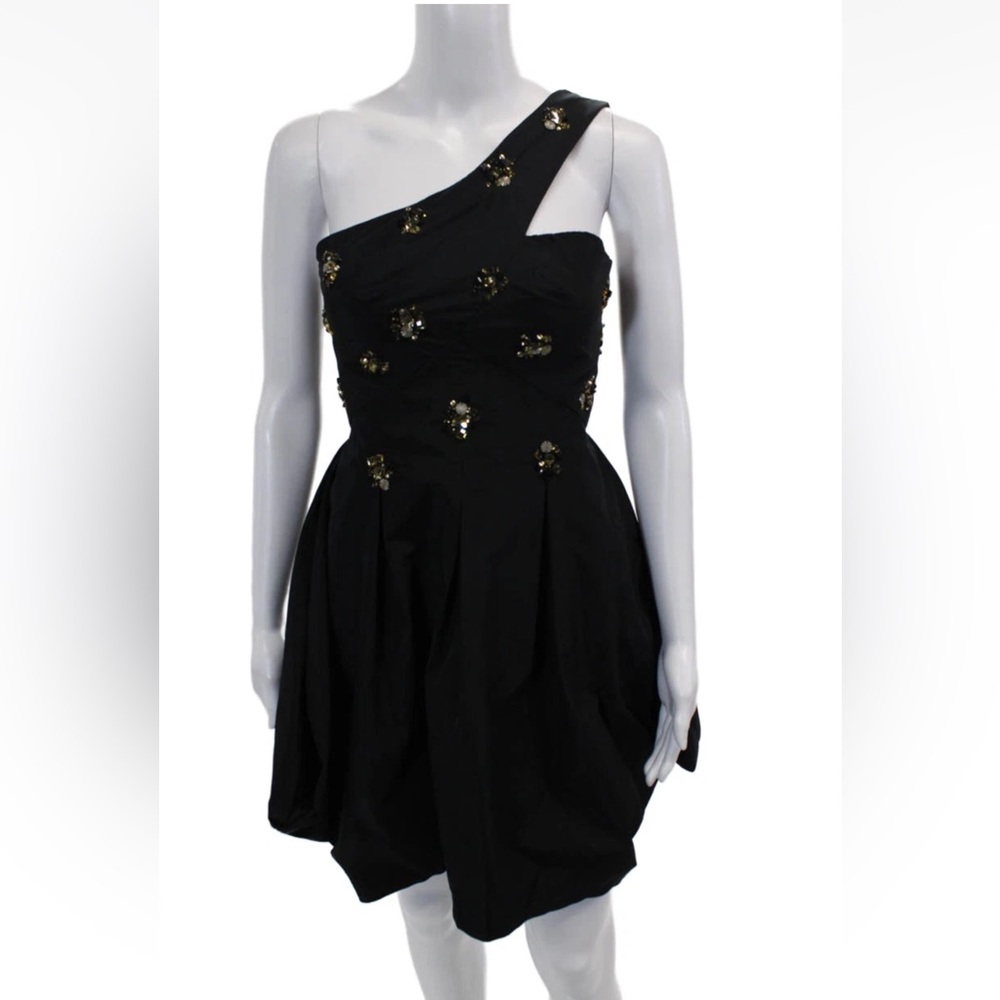 Dolce & Gabbana Womens Silk Jeweled One Shoulder Dress Black Size EUR 42